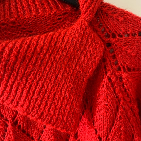 VINTAGE / Handmade / Red / Knit / Sweater - Picture 2 of 8